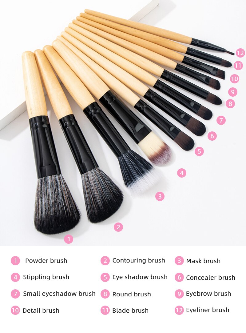 12 Pcs Soft Fluffy Hair Makeup Brushes
