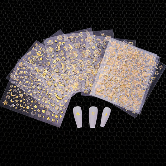 3d Heart Star Moon Flame Sun Nail Stickers