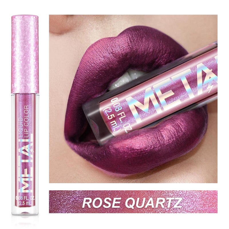 Matte glitter makeup waterproof metal lip