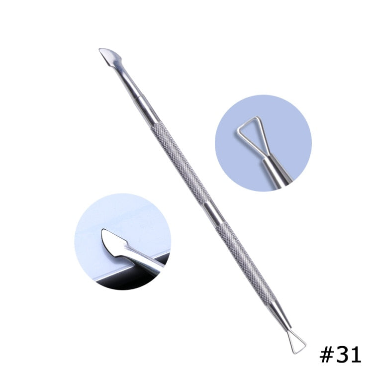 Stainless Steel Cuticle Pusher  Remover Art Cleaner Care Tool