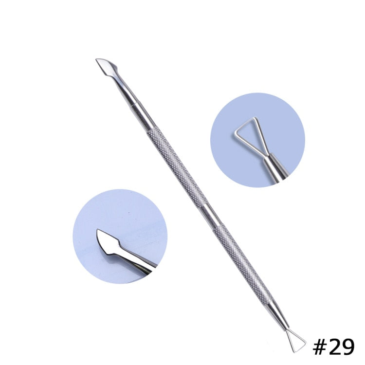 Stainless Steel Cuticle Pusher  Remover Art Cleaner Care Tool