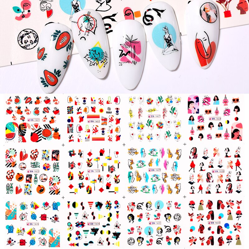 Winter Water Stickers Pink Cherry Blossoms Decals Flowers Nail
