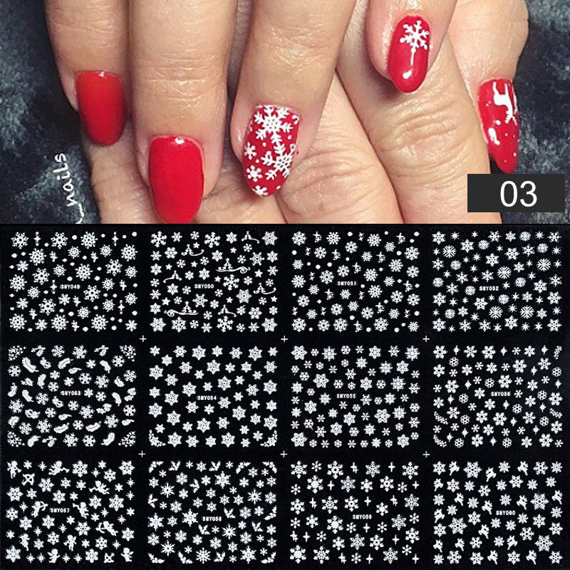 3D Stickers Gold Flower Leaf Lace Design Geometry Line Nail