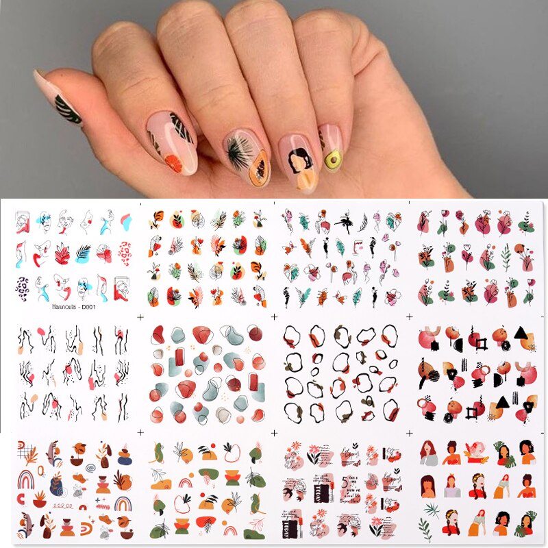 Winter Water Stickers Pink Cherry Blossoms Decals Flowers Nail