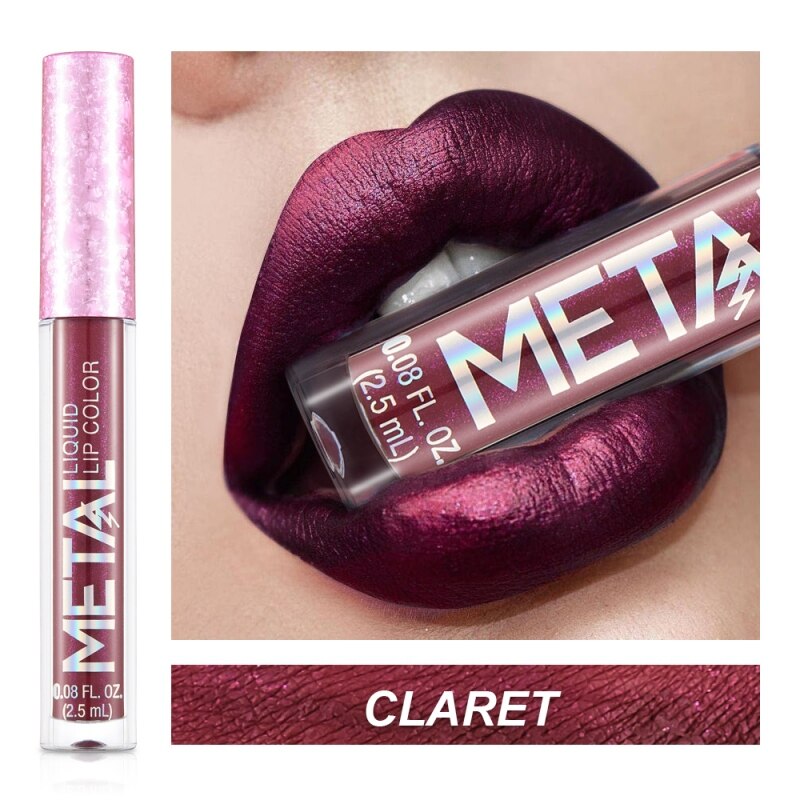 Matte glitter makeup waterproof metal lip