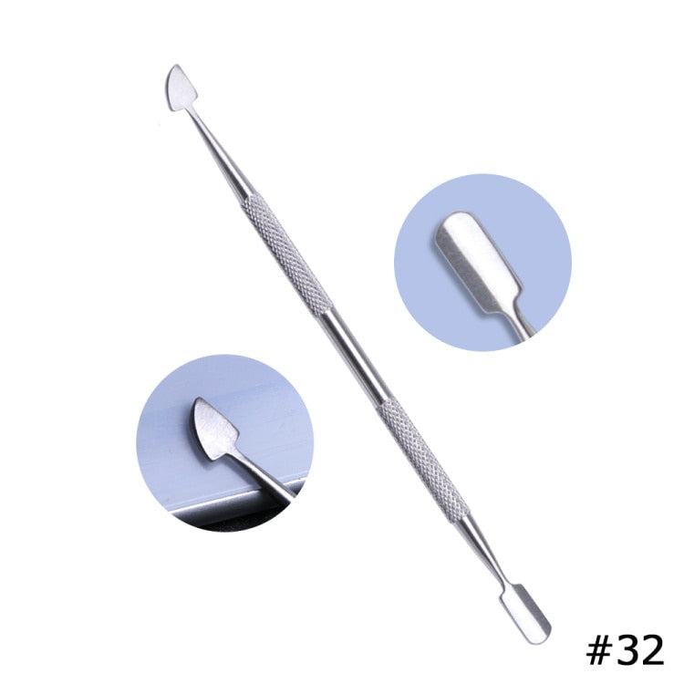Stainless Steel Cuticle Pusher  Remover Art Cleaner Care Tool