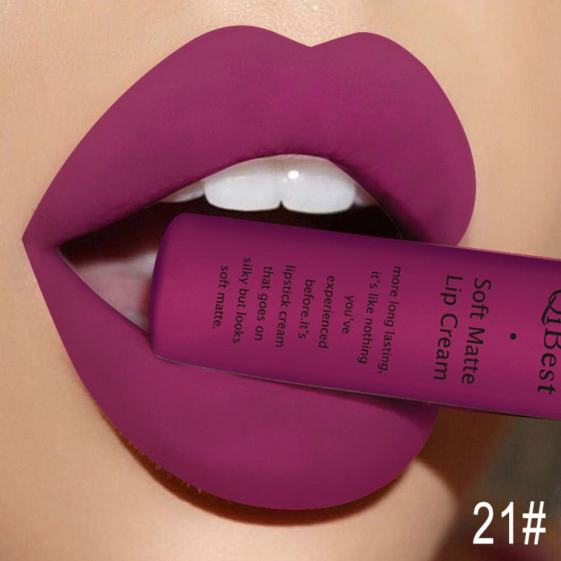 QIBEST Matte  Waterproof  Velvet Mate  Liquid Lipstick
