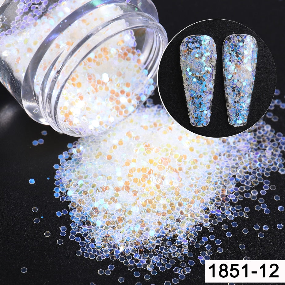 Shiny Glitter Sugar Sand Nails 3D Acrylic Flowers White