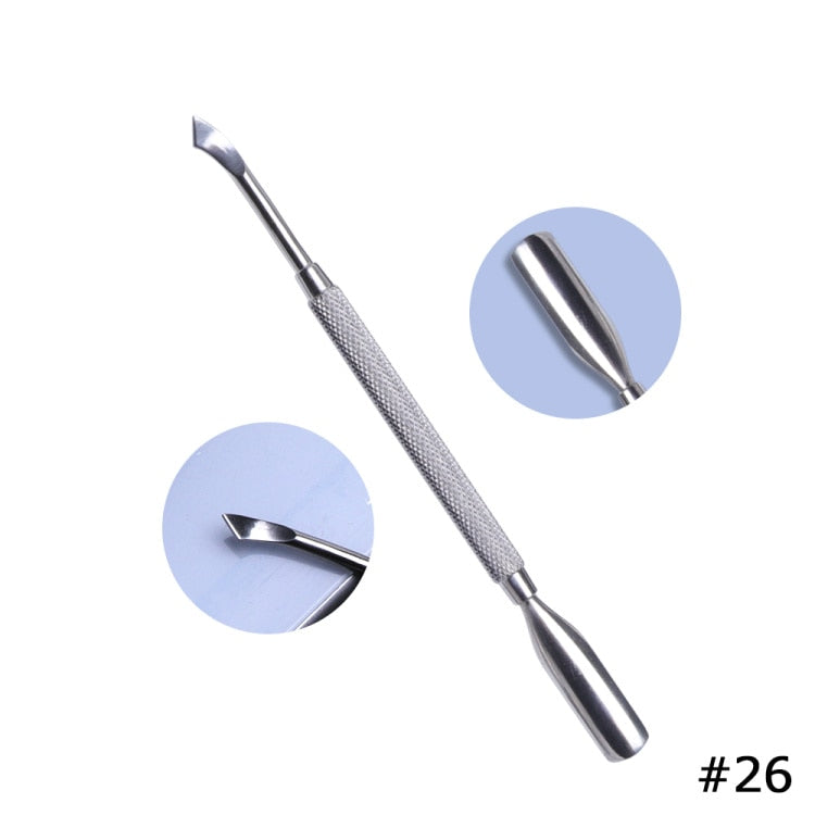 Stainless Steel Cuticle Pusher  Remover Art Cleaner Care Tool