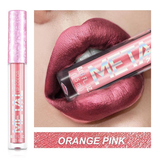Matte glitter makeup waterproof metal lip