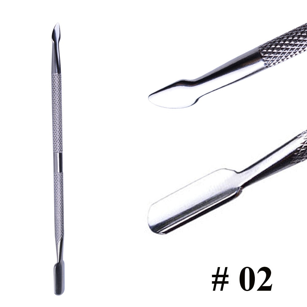 Stainless Steel Cuticle Pusher  Remover Art Cleaner Care Tool