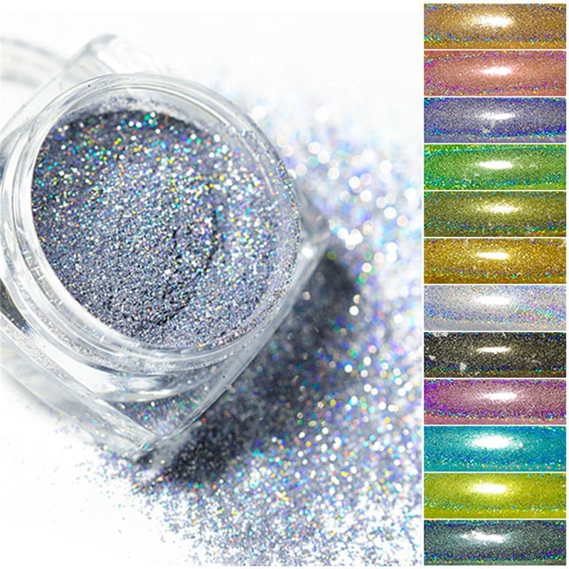 Laser Glitter Powder Sequins UV Gel Polish Flakes Nails