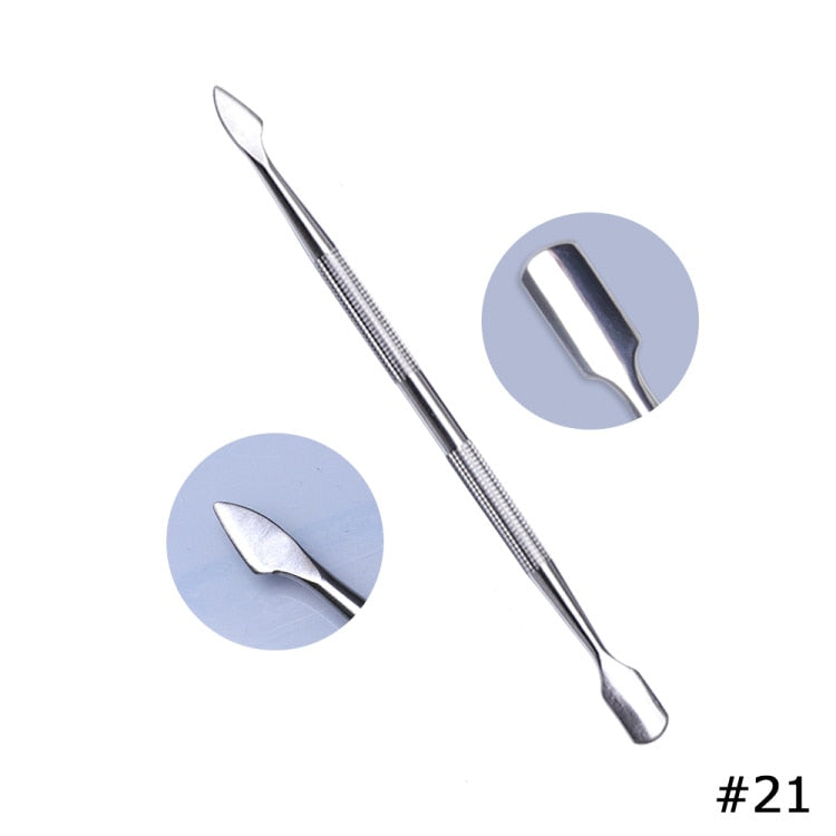 Stainless Steel Cuticle Pusher  Remover Art Cleaner Care Tool