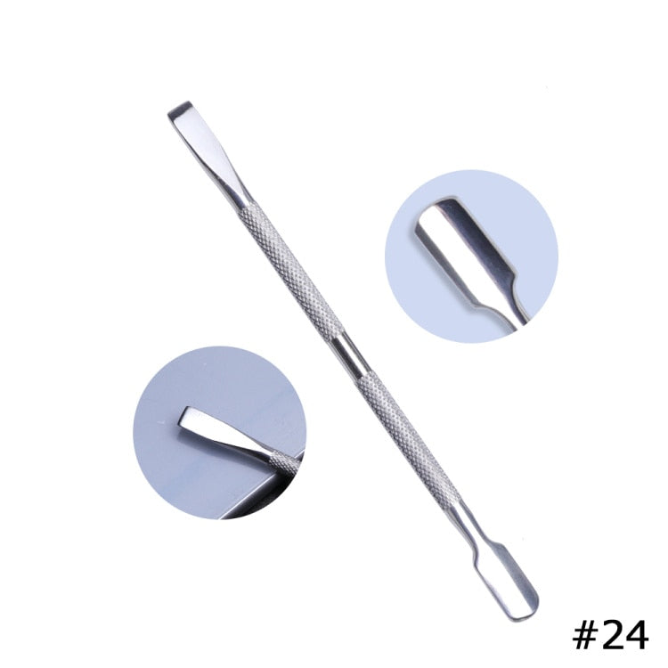 Stainless Steel Cuticle Pusher  Remover Art Cleaner Care Tool