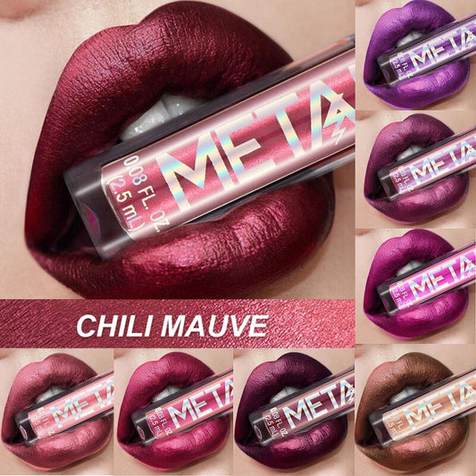 Matte glitter makeup waterproof metal lip