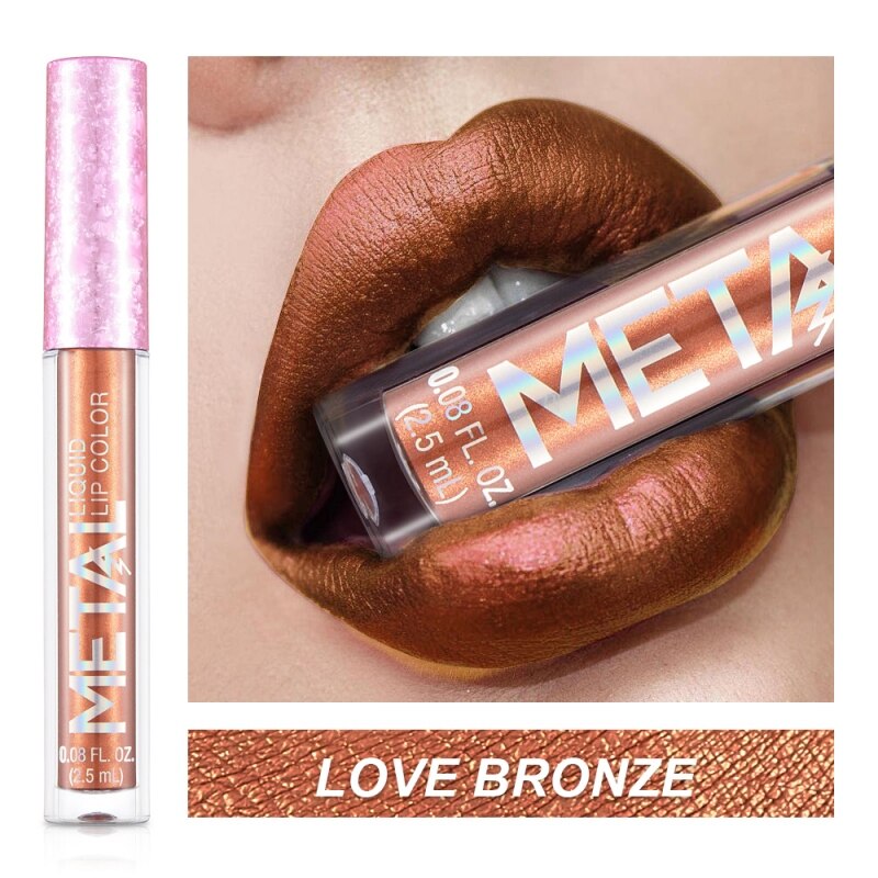 Matte glitter makeup waterproof metal lip