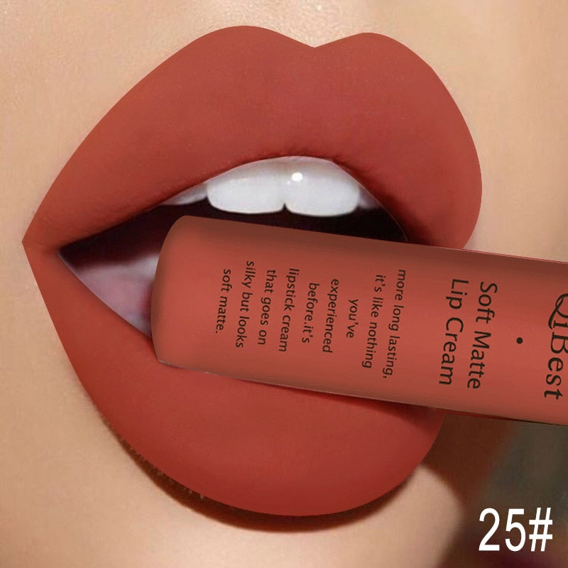 QIBEST Matte  Waterproof  Velvet Mate  Liquid Lipstick
