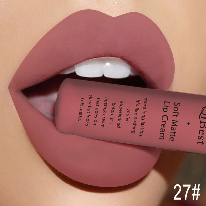 QIBEST Matte  Waterproof  Velvet Mate  Liquid Lipstick