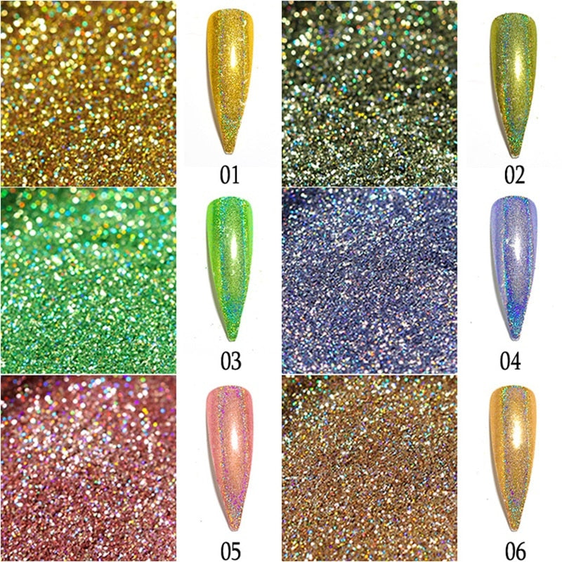 Laser Glitter Powder Sequins UV Gel Polish Flakes Nails