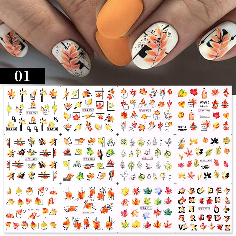 Winter Water Stickers Pink Cherry Blossoms Decals Flowers Nail