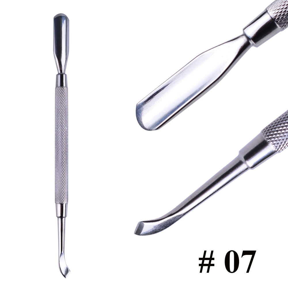 Stainless Steel Cuticle Pusher  Remover Art Cleaner Care Tool