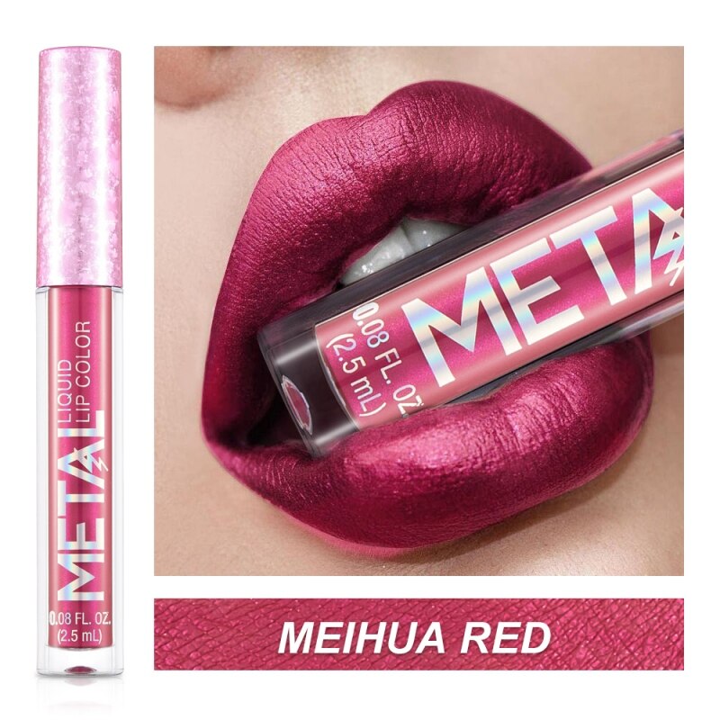 Matte glitter makeup waterproof metal lip