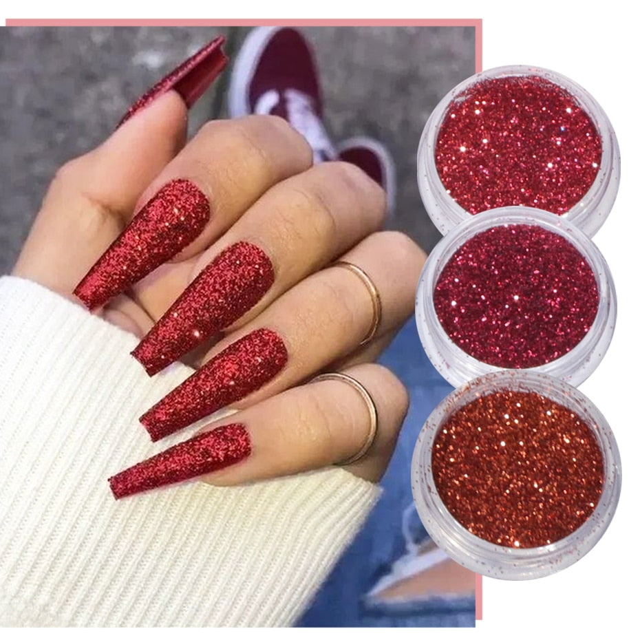 60pcs Sparkly Nail Glitter Powder Set Shimmer Paillette Decoration
