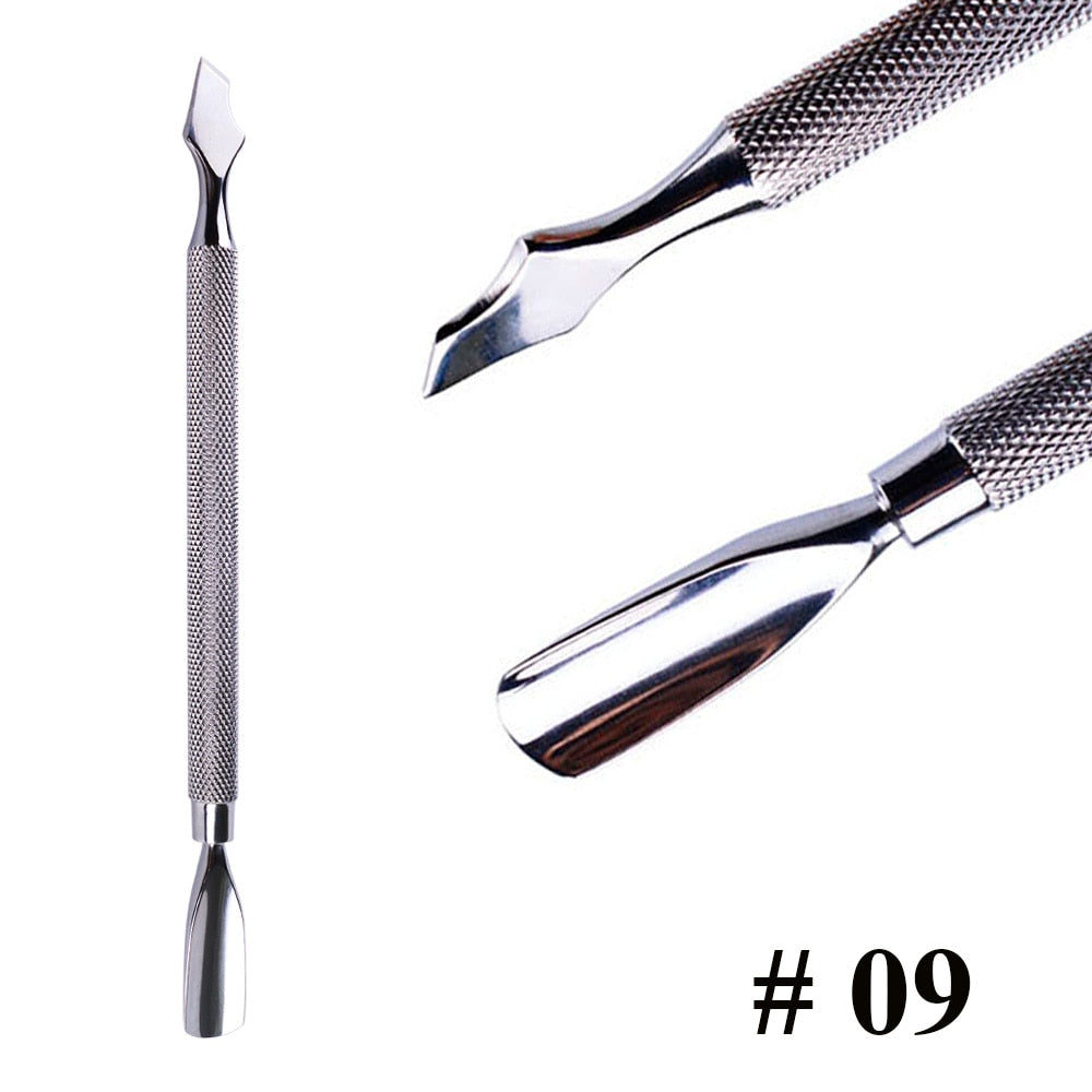 Stainless Steel Cuticle Pusher  Remover Art Cleaner Care Tool