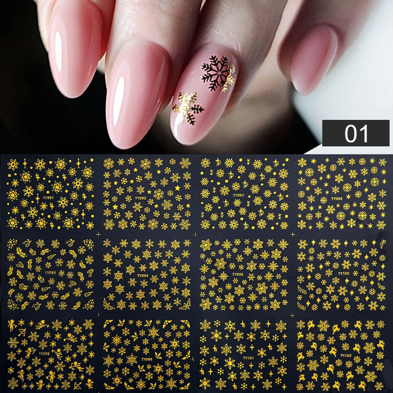Winter Water Stickers Pink Cherry Blossoms Decals Flowers Nail