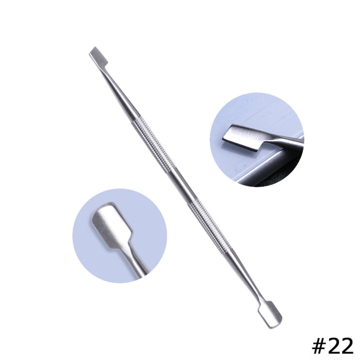 Stainless Steel Cuticle Pusher  Remover Art Cleaner Care Tool