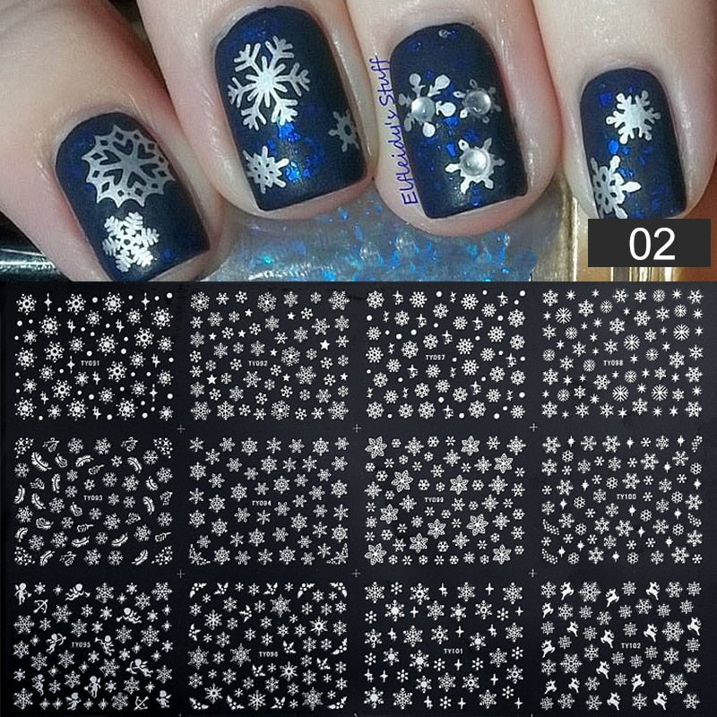 Winter Water Stickers Pink Cherry Blossoms Decals Flowers Nail