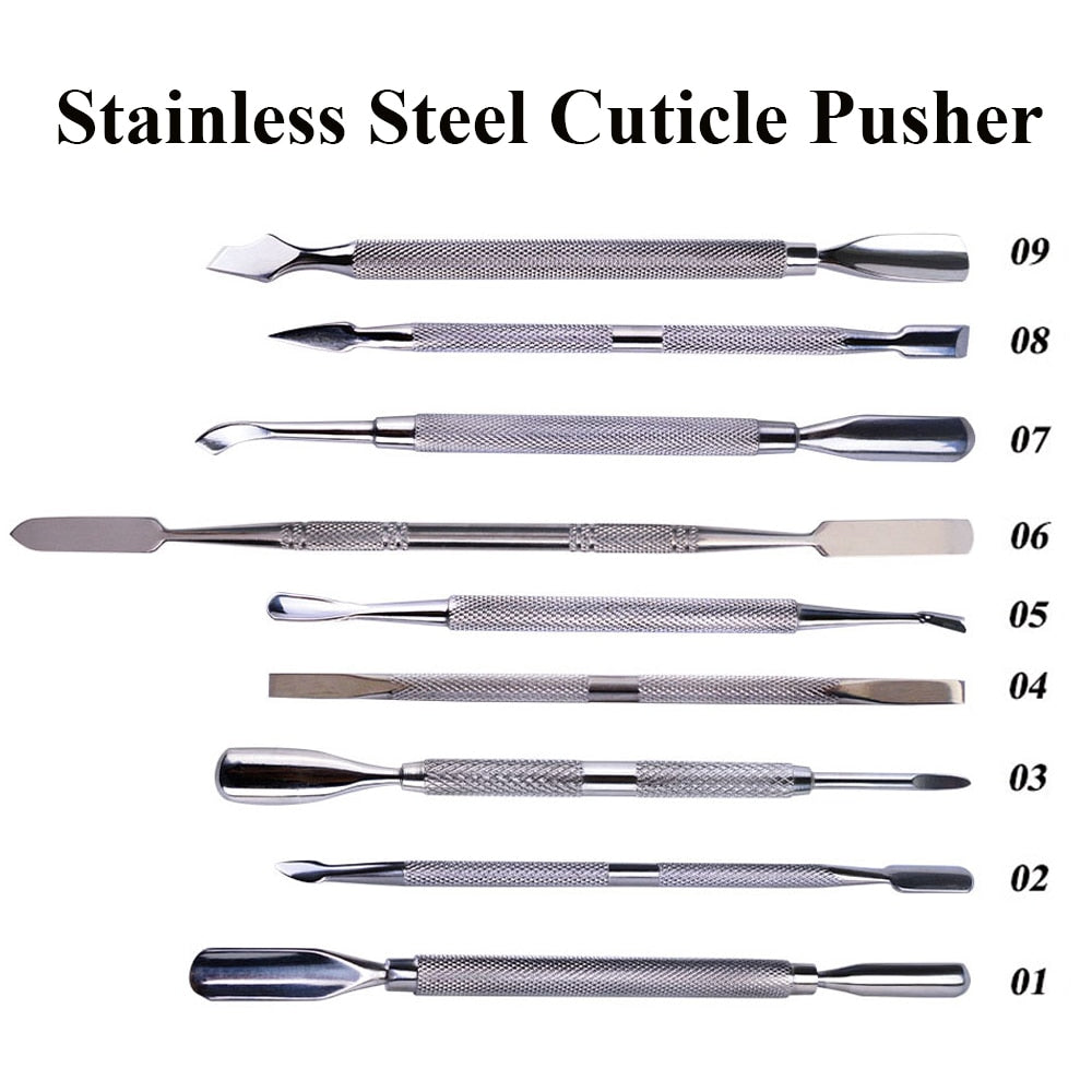 Stainless Steel Cuticle Pusher  Remover Art Cleaner Care Tool