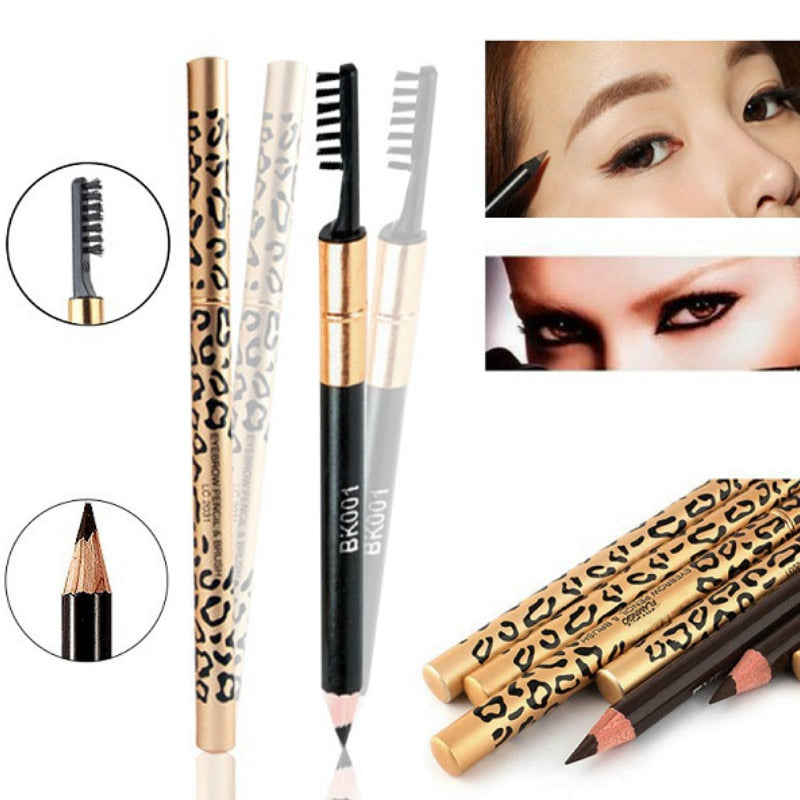 Leopard print double head eyebrow pencil