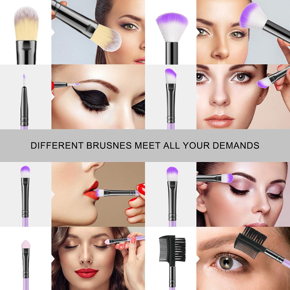 Purple 24pcs Makeup Brushes Set