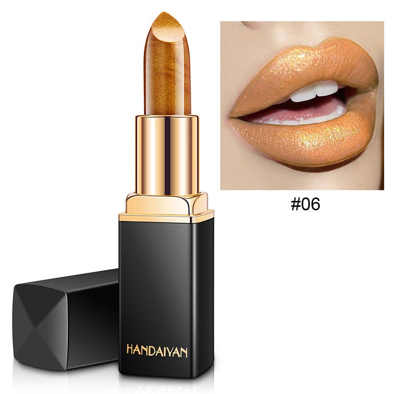 9 Colors Waterproof Nude Pink Glitter Lipstick Makeup