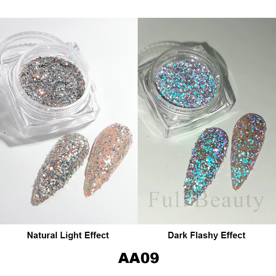 1Box Reflective Powder Sequins Holographic Glitter Nails