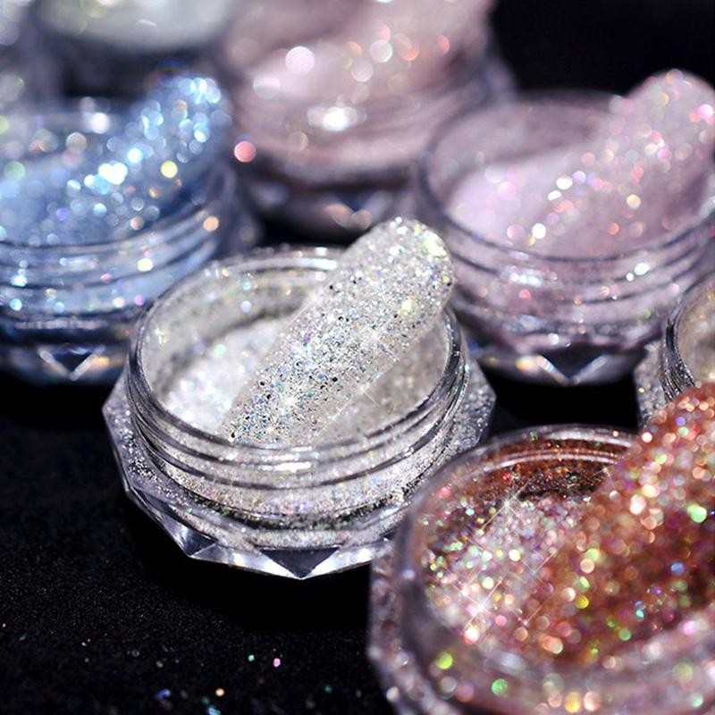 1Jar Crystal Diamond Powder Rainbow Shiny Nail