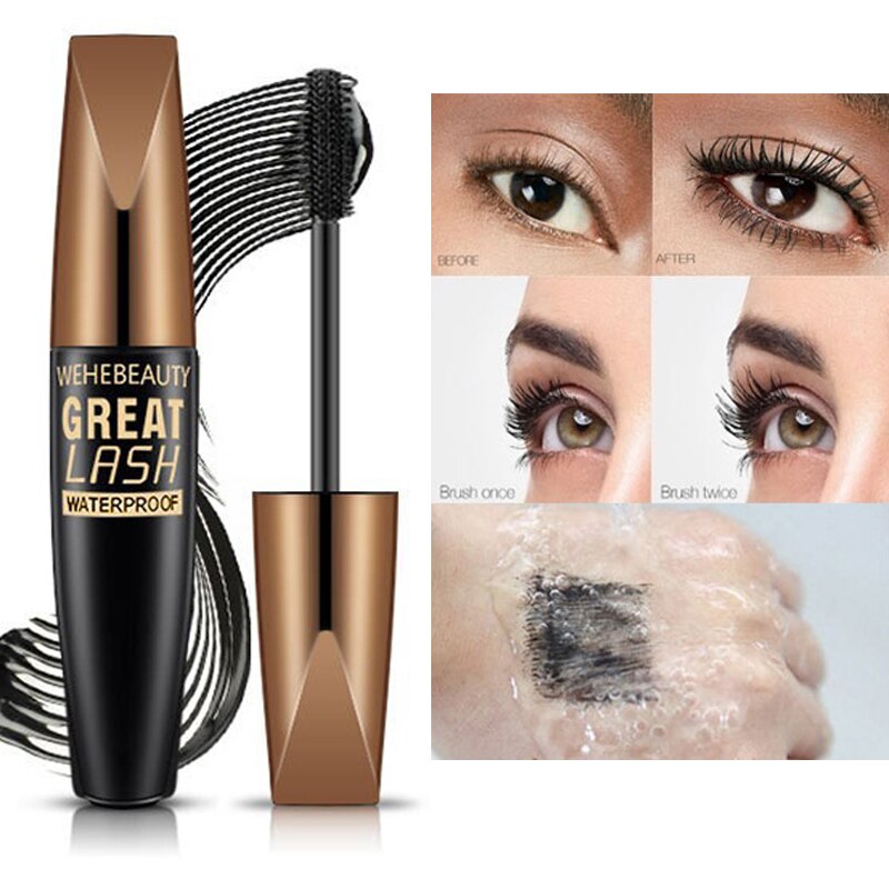 Waterproof 4D Fiber Eyelash Makeup Black  Mascara Cosmetics