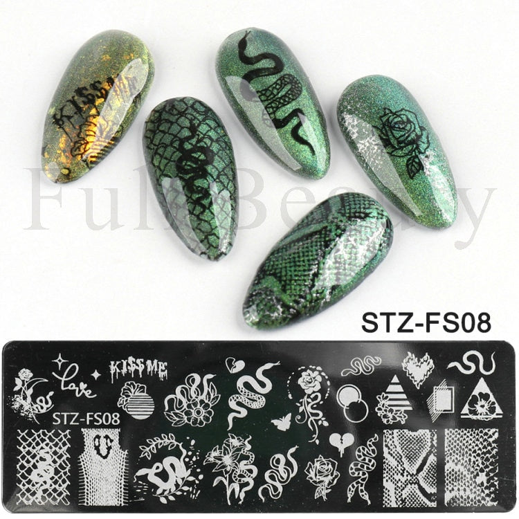 French Art Stamping Wave Flower Love Lace Stamp Nail