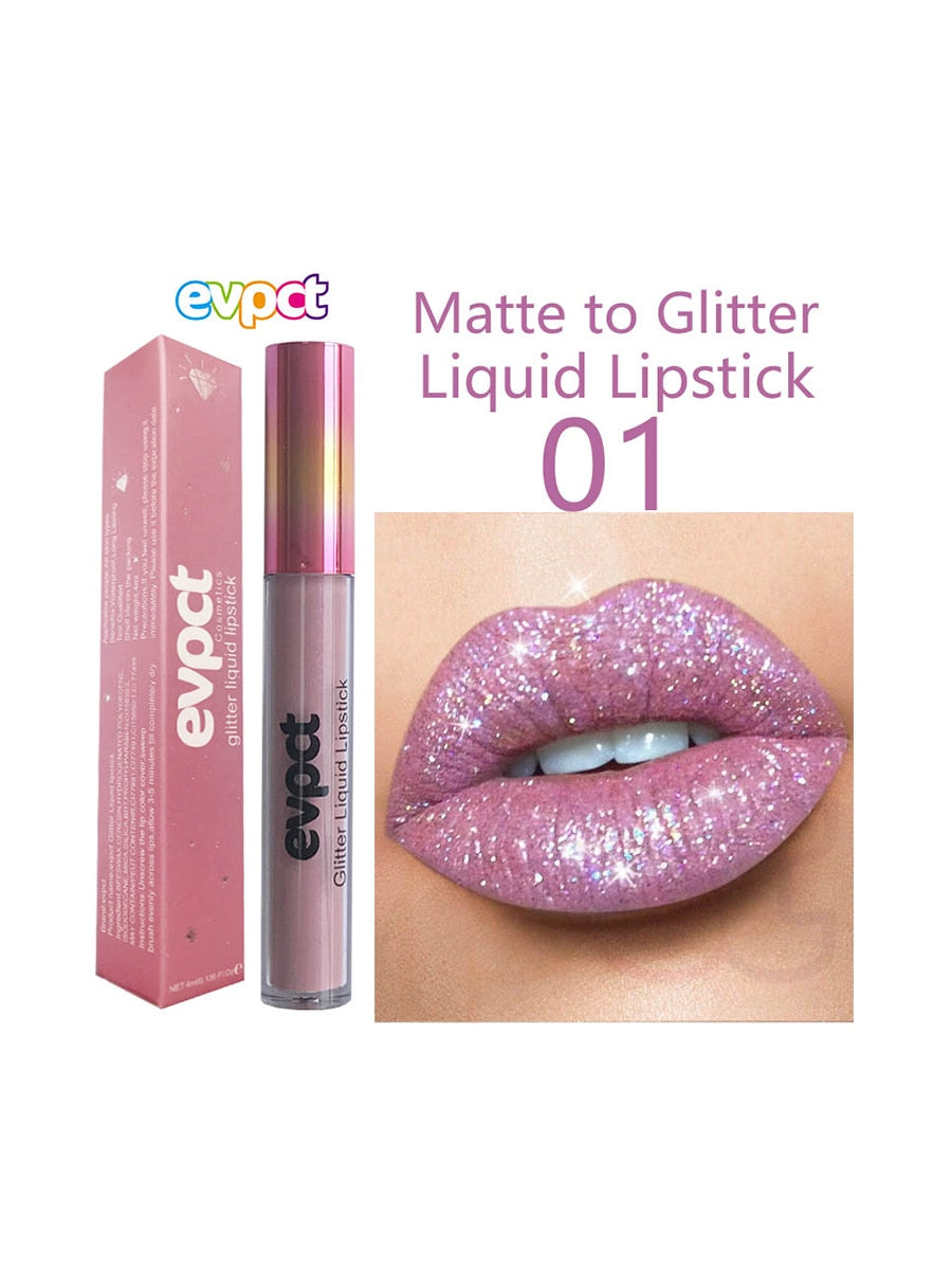 1PC Glitter Diamond Liquid Waterproof Lipstick