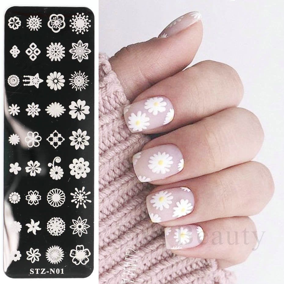 French Art Stamping Wave Flower Love Lace Stamp Nail