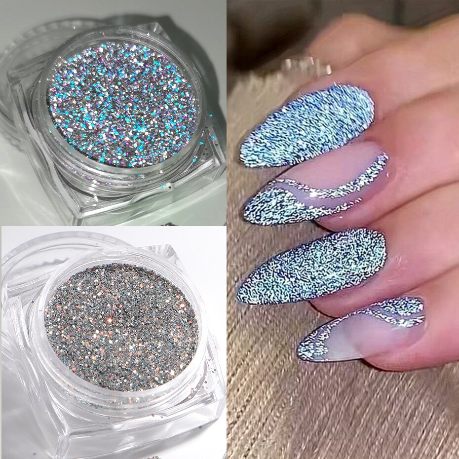 1Box Reflective Powder Sequins Holographic Glitter Nails