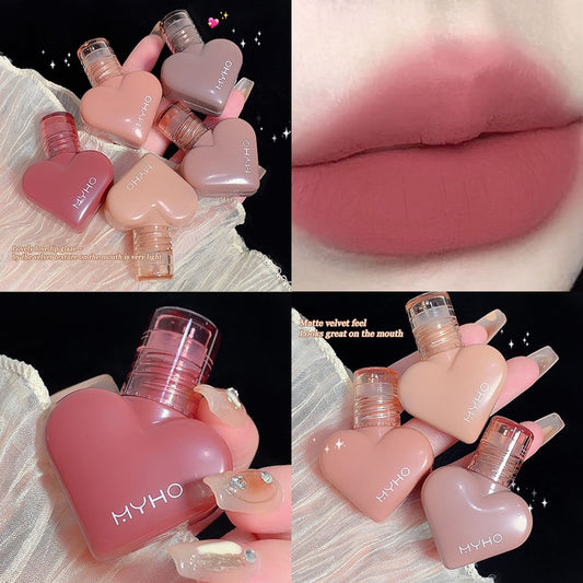 Love Mousse Matte Lip Glaze Heart Shaped Aerosol