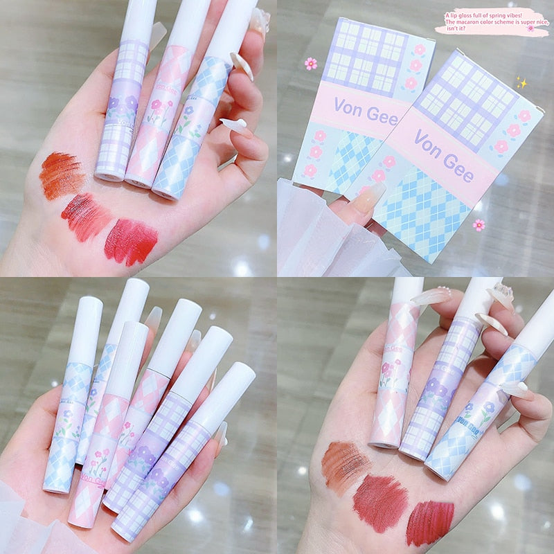 3PCS Lip Glaze Set Velvet Mud Liquid Pigment Lipstick