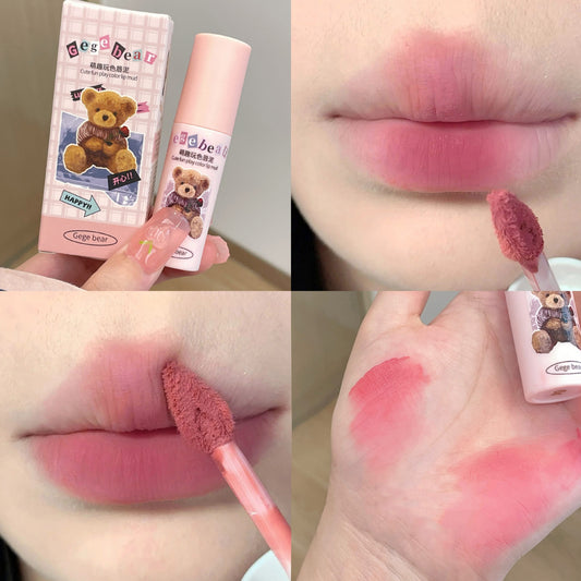 Nude Pink Cute Lip Glaze Little Bear Velvet Matte