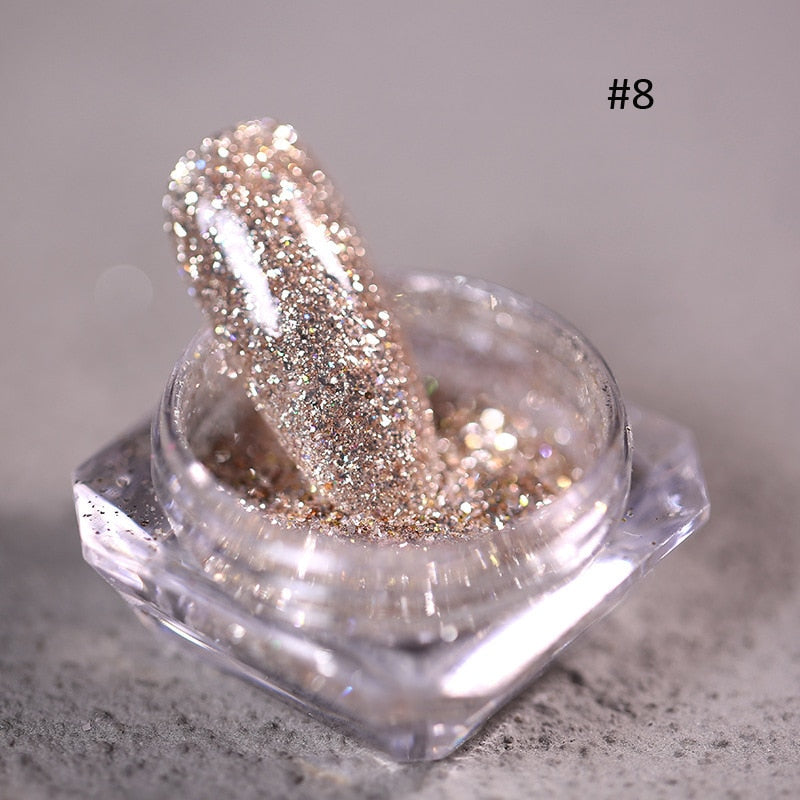 1Jar Crystal Diamond Powder Rainbow Shiny Nail