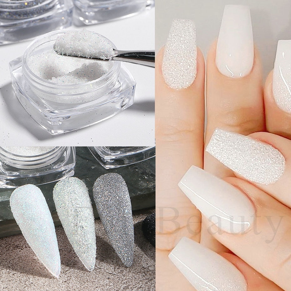 Glitter Sandy Sugar Powder Black White Silver Grainy Shinning Sequins