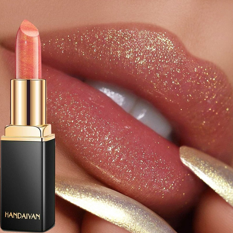 9 Colors Waterproof Nude Pink Glitter Lipstick Makeup