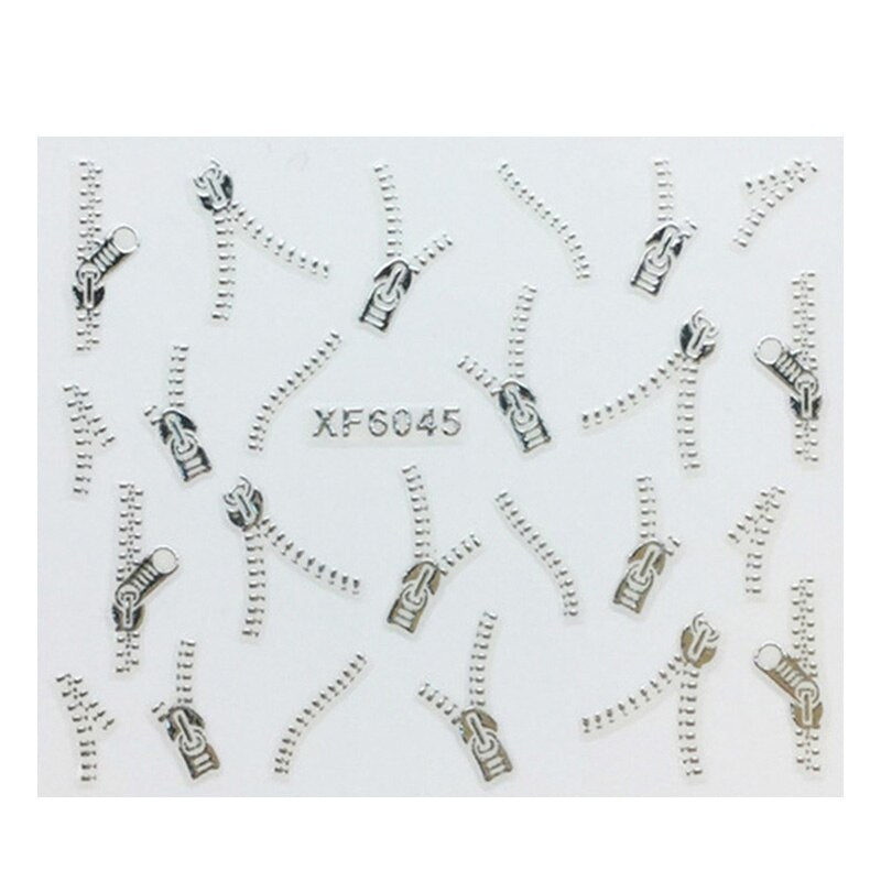 Gold Zipper 3d Designs Nail Art Stickers Decals Manicure