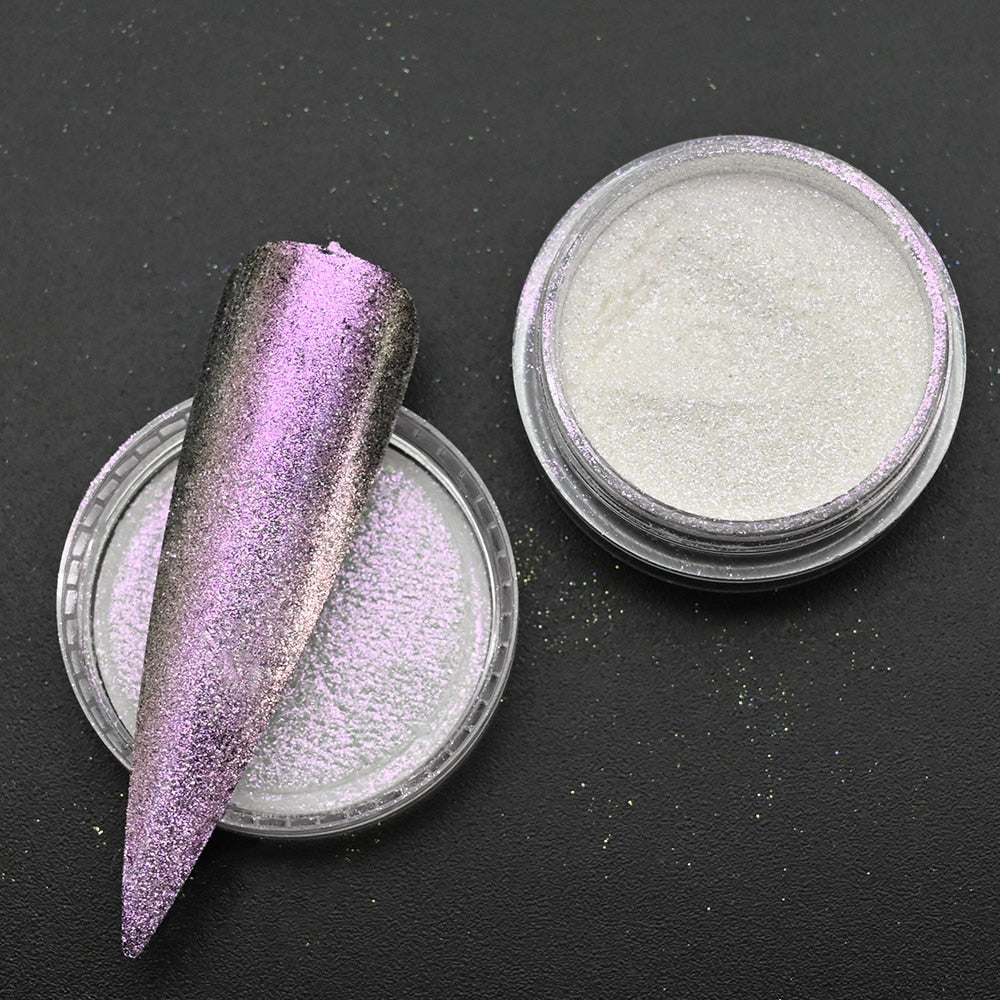 Holographic Powder Laser  Magic Mirror Glitter Rub Dust  Nail